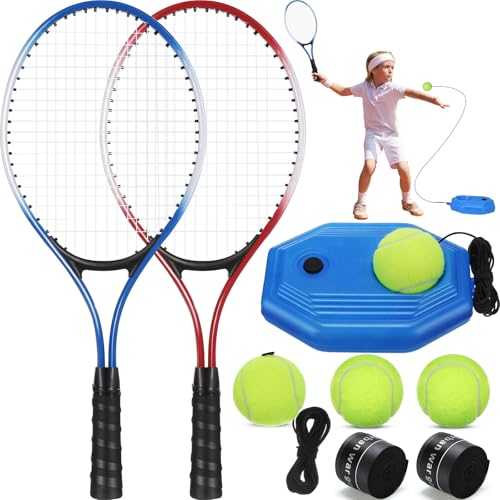 Motionchic 2 Pack Tennis Rackets for Kids 21" Tennis Racquet Set with Tennis Trainer Rebound Balls Tennis Training Equipme...
