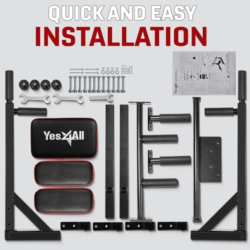 Yes4All Pull Up Bar Wall Mounted - Multifunctional Wall Mounted Pull Up Bar for Home Gym Workout Strength Training Equipment