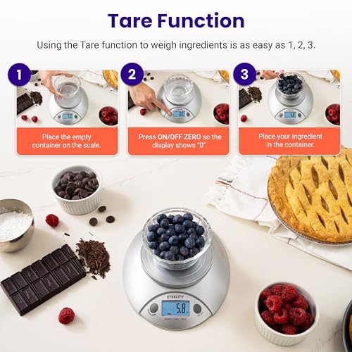 Etekcity Food Kitchen Scale With Bowl, Digital Ounces and Grams for Cooking, Baking, Meal Prep, Dieting, and Weight Loss, ...