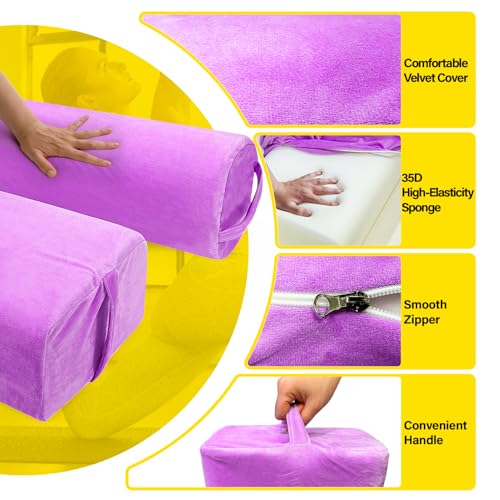 JZHLLA 2 PCS Yoga Bolster Pillow for Restorative Yoga, High Density Foam Meditation Bolster with Washable Velvet Cover and...