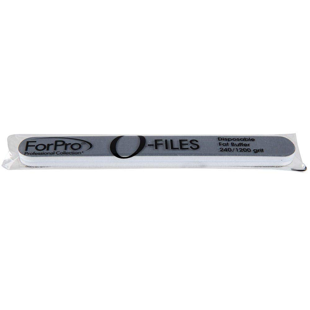 ForPro Professional Collection O-Files Fat Buffer, 240/1200 Grit, Double-Sided Manicure & Pedicure Nail Buffer, Individually-Wra