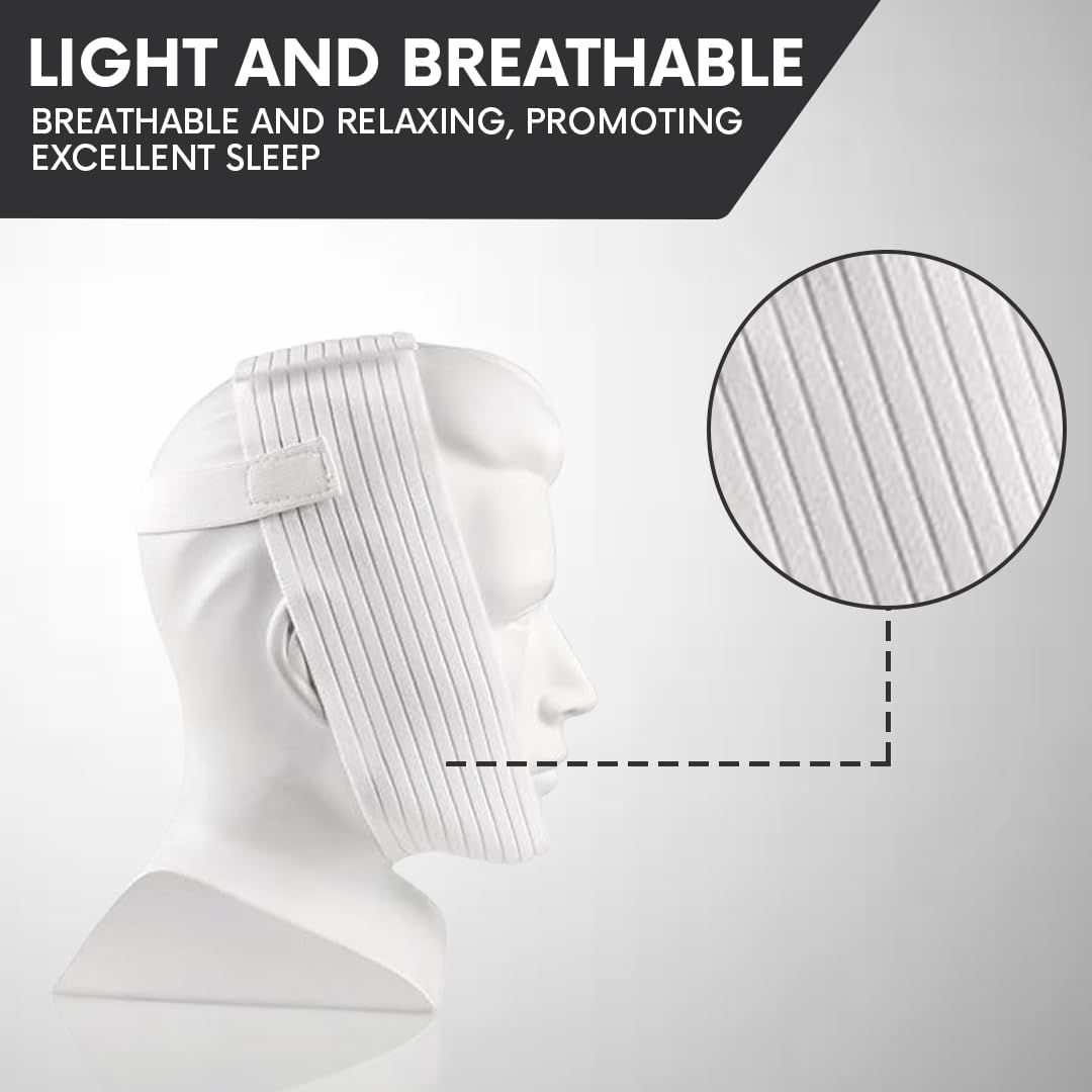 Bistras Super Deluxe White Chin Strap for Cpap Users - Anti Dry Mouth- Anti Snore Chin Strap Great Sleeping Solution for Men and Women to Keep Mouth Closed While Sleeping (1 pk)