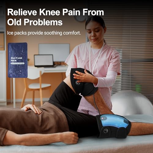 CooCoCo FSA Eligible HSA Knee Massager with Heat, Knee Pain Relief, Knee Heating Pad, Electric Heated Knee Brace with 2 He...