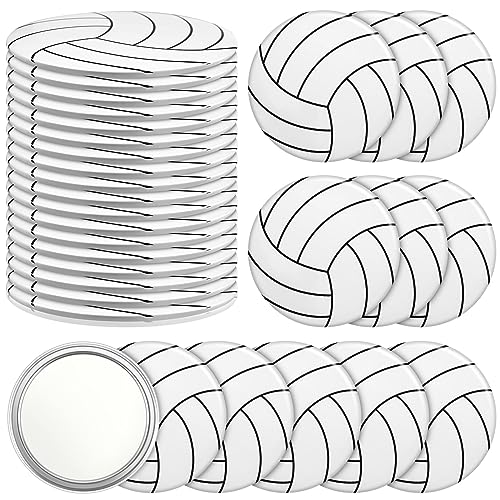 Taiyin 18 Pcs Volleyball Gifts for Team Bulk Valentines Volleyball Compact Mirror Round Sport Makeup Pocket Mirror 2.76 In...