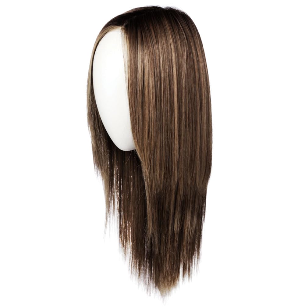 Hair u wear Well Played Long Layered Textured Modern Look Wig, Average Size Cap, SS9/24 Shaded Iced Caf Latte