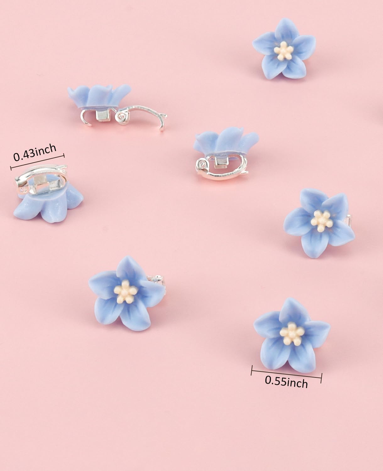 Wecoe Small Decorative Blue and Yellow Flower and Lily Hair Clips - 20 Pcs Cute Tiny Mini Accessories for Women, and Weddings