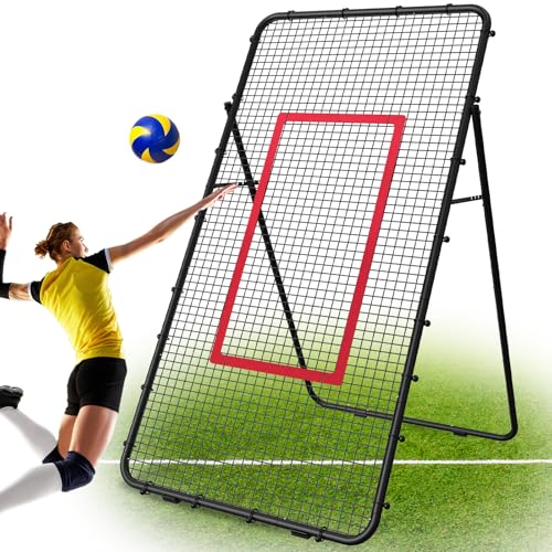 Adjustable Volleyball Rebounder Net 7x4 FT, Steel Frame & High-Tension PE Netting, Durable & Portable Volleyball Training ...