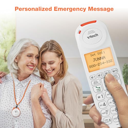 VTech SN7022 Wearable SOS Emergency Pendant – Compatible ONLY with SN5127 & SN5147 Cordless Senior Phones – Water-Resistan...