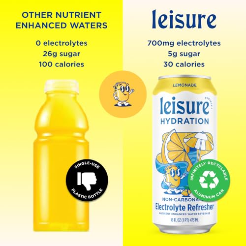 Leisure Hydration Non-Carbonated Electrolyte Refresher, Lemonade Flavor - Low Sugar Nutrient Enhanced Water Beverage - Get...