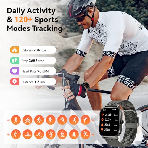 Smart Watch for Men Women Fitness Tracker: Waterproof Bluetooth Call Answer Make Smart Watches for Android iPhone Digital ...