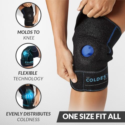 The Coldest Knee Ice Pack Wrap, Hot and Cold Therapy - Reusable Compression Best for Meniscus Tear, Injury Recovery, Bursi...