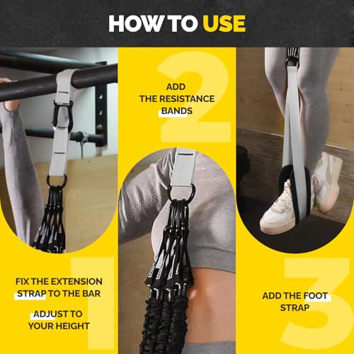 Pull Up Assistance Bands Set - 4 Heavy-Duty Pull Up Bands, Height Adjustable Strap & Comfortable Foot Strap - Stackable Pu...