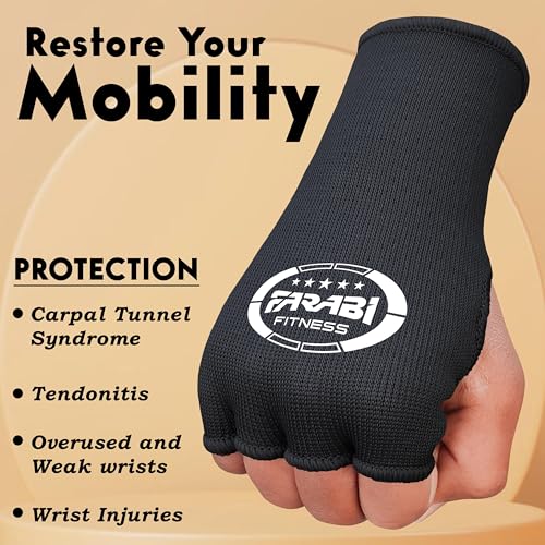 Farabi Sports Boxing Hand Wraps Half Finger Elasticated Inner Gloves for Punching Boxing Bandages for MMA, Muay Thai, Trai...