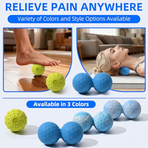 Peanut & Spiky Massage Ball Set, Double Lacrosse Peanut Roller + Firm Spiky Ball for Deep Tissue Myofascial Release, Trigg...