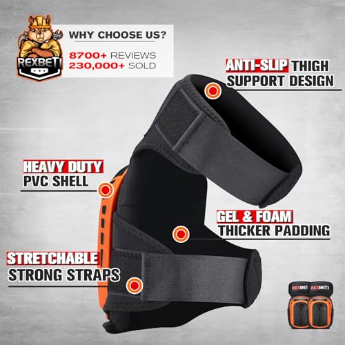 REXBETI Knee Pads for Work, Construction Knee Pads for Men, Heavy Duty Comfortable Anti-slip Foam Gel Knee Pads for Garden...