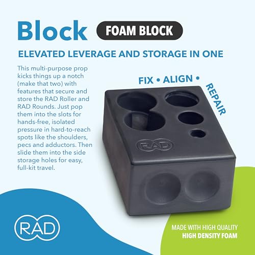 RAD Block – Multi-Use EVA Foam Yoga Block with Storage for Massage Balls for Myofascial Release -Travel-Friendly Pilates &...