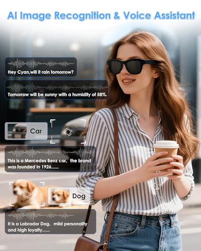 4-in-1 AI Smart Glasses, 800W HD Camera Glasses, 1080P Video Recording Sunglasses, Built-in ChatGPT AI Voice Assistant, Re...