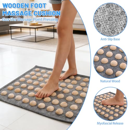 Foot Rest Under Desk at Work, Office Foot Tool Desk Accessories with Washable Cover, Home Spa Massage Wood Foot Acupressur...