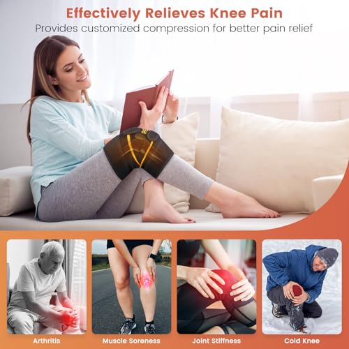 RENEO Electric Heating Pad for Knee Relief, Auto Shut-Off Wearable Knee Wrap, Elbow Heated Brace with Support, Discomfort ...