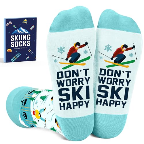 VICRAZY Funny Skiing Socks for Men - Christmas Gift, Ski Accessories, Ski Lover Gifts, Stocking Stuffers for Skiers