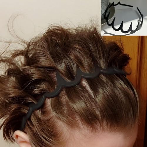 ULTIMUTE 8 PCS Fashion No Slip Effortless Plastic Headbands with Teeth Comb Black Skinny Hair Accessories Bands for Women ...