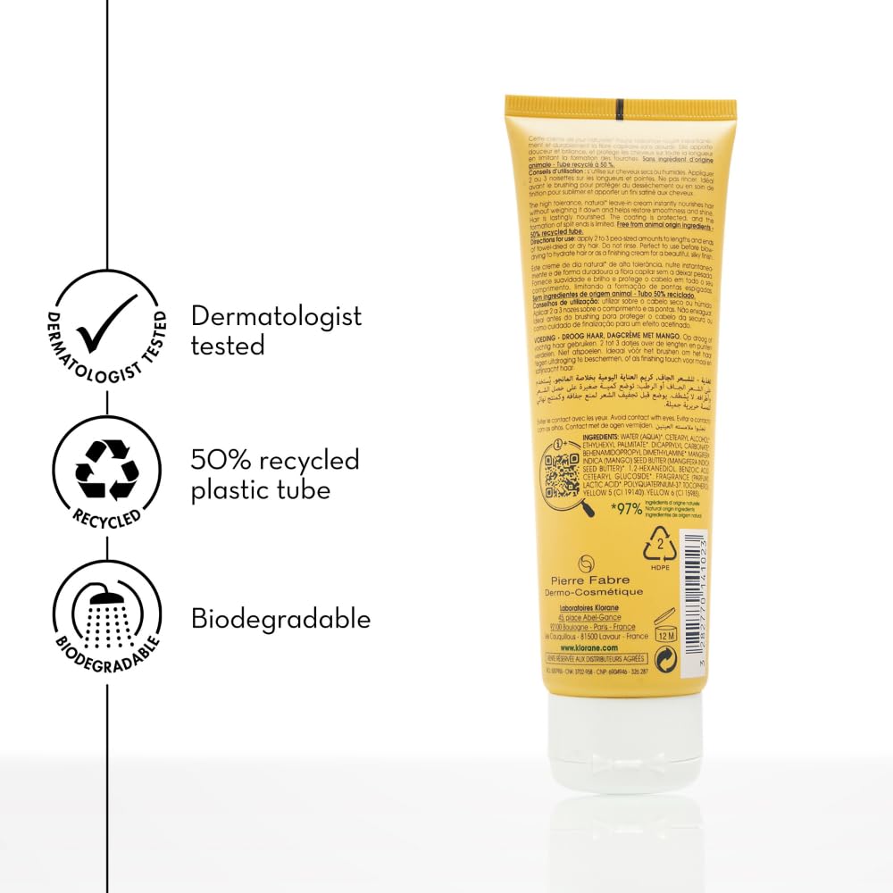 Klorane Nourishing Conditioner with Mango Butter, Moisturize and Hydrate Dry Hair, Paraben, Silicone, Sulfate Free, 6.7 Ounce