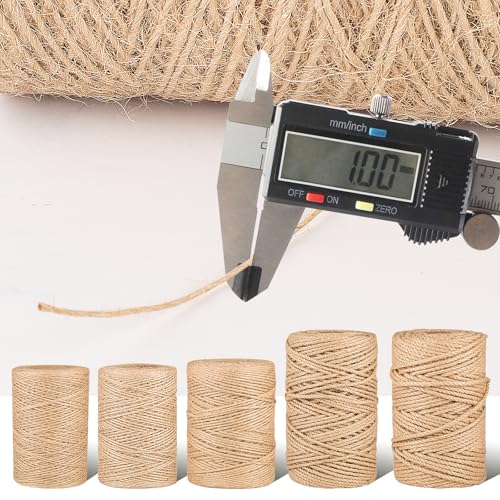 Natural Jute Twine String 1mm x 1312ft Bulk Jute Rope for Crafting, Gardening, Gift Wrapping - Brown Decorative Cord for C...