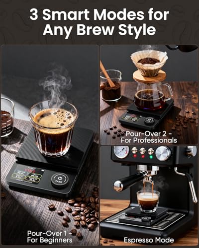 INSMART Coffee Scale with Timer, Bluetooth Espresso Scale with App Sync 5kg/0.1g High Precision, Large Color Display Digit...