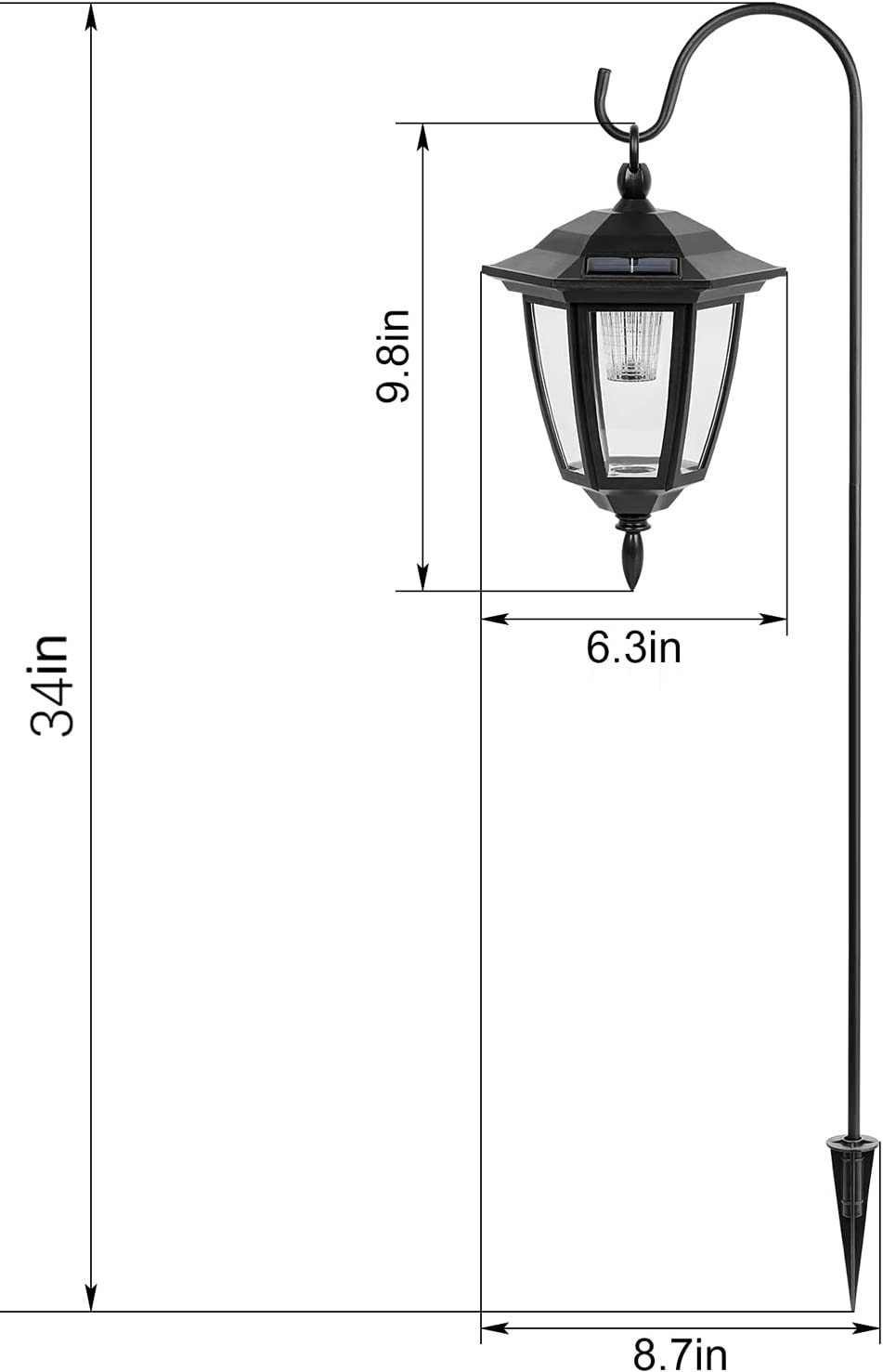 Viewsun Solar Hanging Lights, Waterproof Plastic Lanterns, 2 Pack, White, with Shepherd Hooks for Garden, Patio, Backyard, Pathway Decor