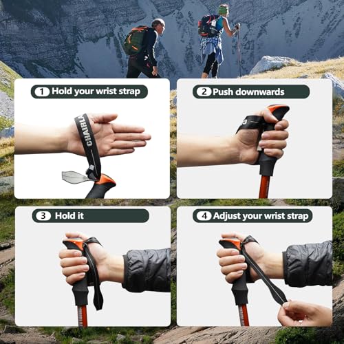 Deepfeel Collapsible Trekking Pole Adjustable Hiking Pole - Aluminum Alloy 7075 Walking Stick with Telescopic & Foldable T...