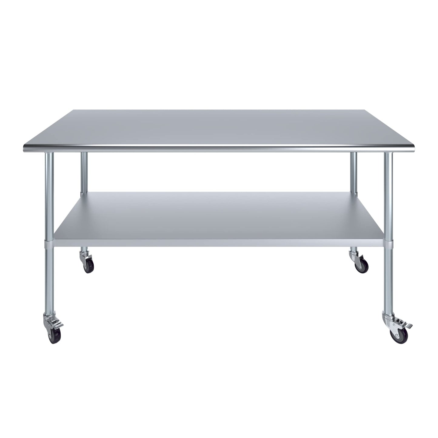 AmGood 30 in. x 72 in. Stainless Steel Work Table with Wheels | Metal Kitchen Food Prep Table | NSF