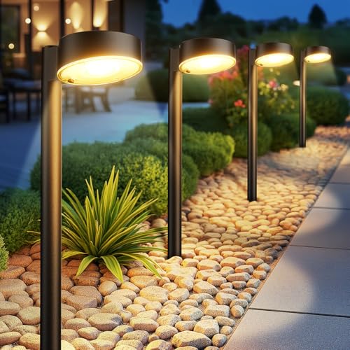 Ahaorigin 8 Pack Solar Pathway Lights Outdoor, 12 Brighter LED Solar Lights Outdoor Waterproof, Up to 12 Hrs Modern Path L...