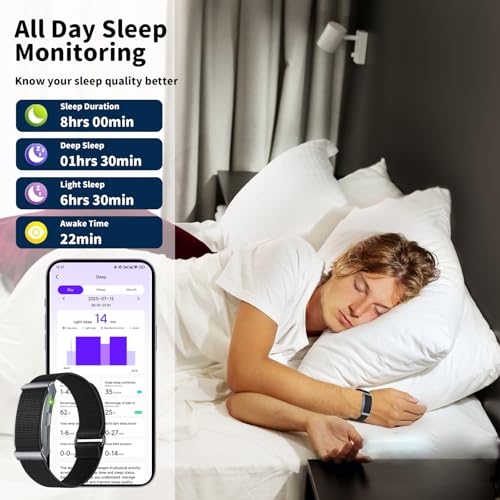 Smart Bracelet for Men Women, Fitness Tracker with Free App, 24/7 Auto Heart Rate/SpO2 Monitor, Sleep Stress Tracking Smar...