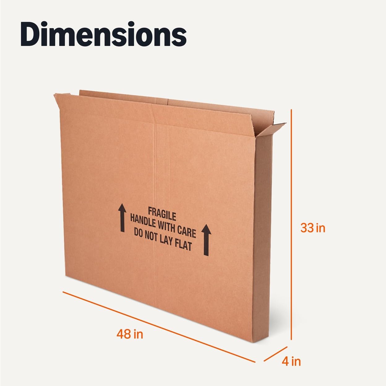 Amazon Basics TV Moving Box for 50-inch TV, Picture and Mirror, Heavy Duty Shipping Container, 48 x 4 x 33 inches, 3 Pack