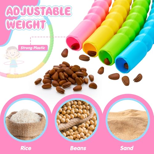 Silipull 8 Pcs Toy Hoop and Jump Rope Set for Kids Include 4 Skipping Rope and 4 Detachable Weight Size Hoop Gymnastic Fit...