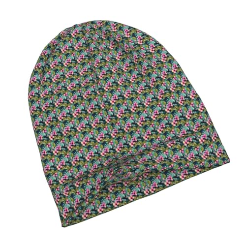 sackhg Tropical Summer Hawaiian Flower Palm Leaves Print Winter Beanie Hat Men Women Soft Lightweight Thermal Cap for Outd...