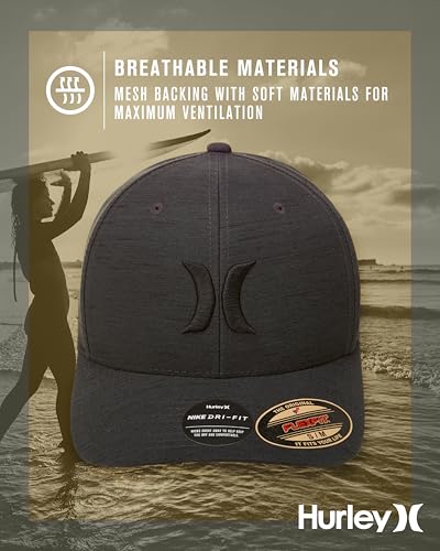Hurley Men's Baseball Cap – Lightweight Curved Bill H2O Dri Fitted Caps for Men