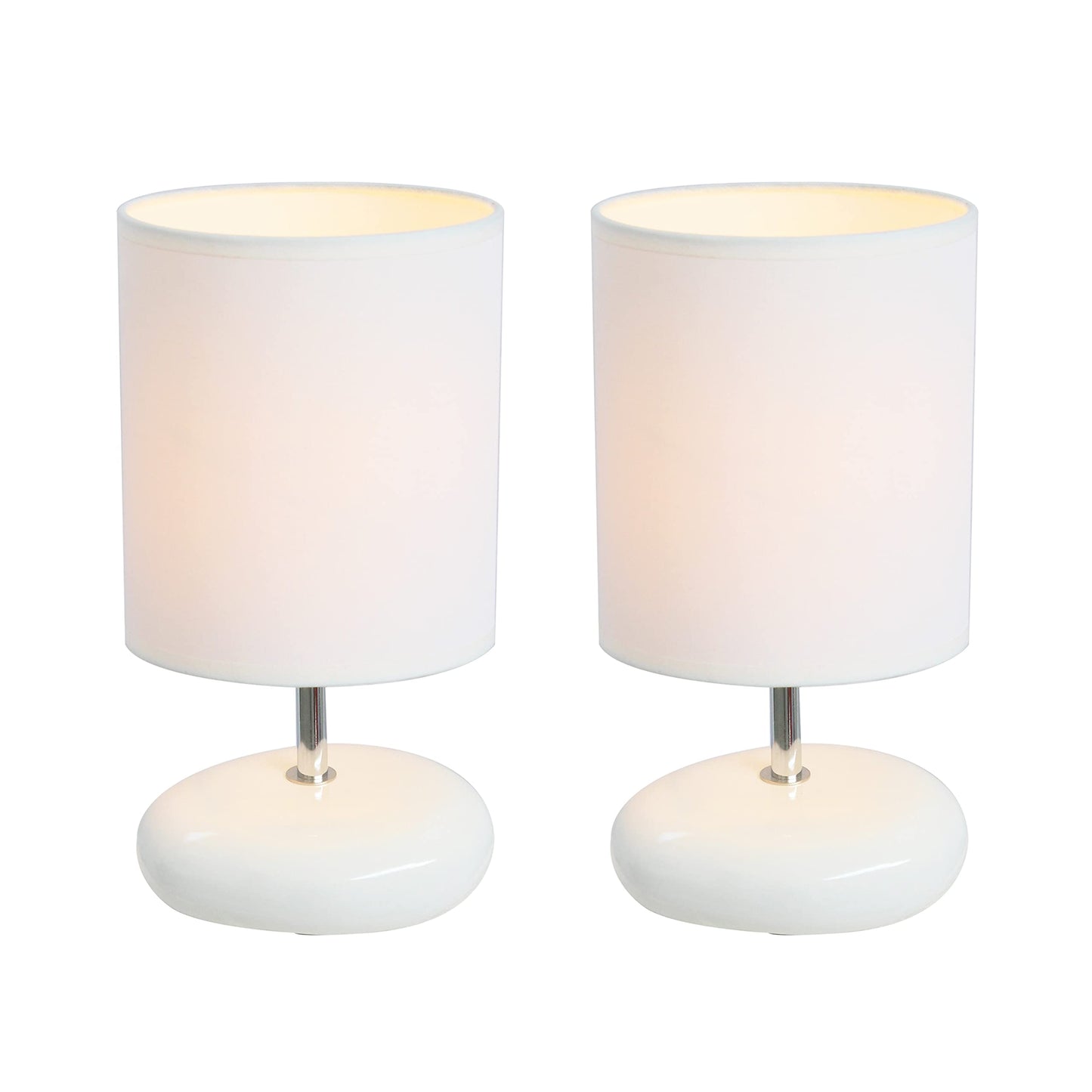 Simple Designs Lt2005-Wht-2Pk Bedside Table Lamp Set, Small, Ceramic, White, 2 Pack