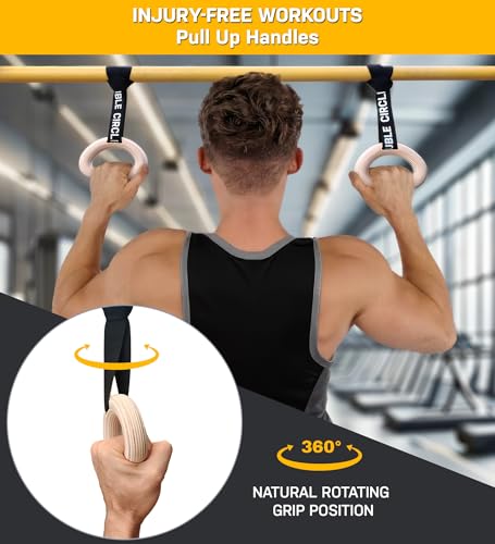 Double Circle Pull Up Handles - Pull Up Grips, LAT Pull Down Gym Handles Design - Quick Attachment to Bars and Barbell Gri...