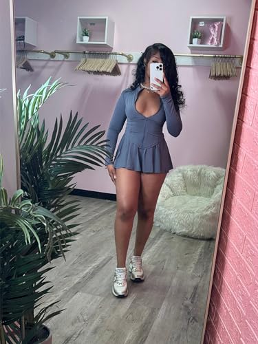 Vssjavun Women 2 Piece Mini Skirt Sets with Long Sleeve Zipper Workout Jacket Sweatsuit Tracksuit Tennis Outfits