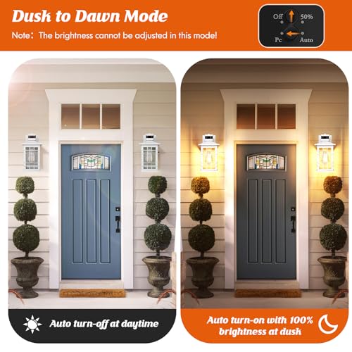 Motion Sensor Outside Wall Lantern Waterproof  White Dusk Dawn Outdoor Lighting Wall Mount With Tempered Glass  Modern Anti-Rust Motion Porch Light Fixture For Hallway Entryway Doorway