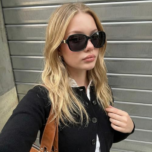 SIPHEW Polarized Sunglasses for Women | Vintage Square Sunglasses w UV400 Protection | Womens Wraparound Shade