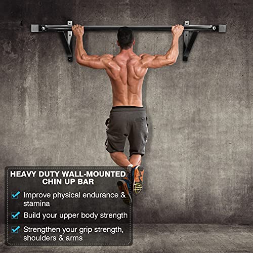 IRONWALLS Pull Up Bar Wall Mounted Home Gym, 500lbs Capacity Heavy Duty Iron Chin Up Bar Upper Body Workout Bar for Streng...