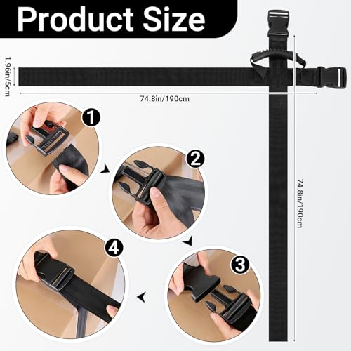 Hokoad 3 Pack Adjustable Carrying Straps Set Includes 1 Box Carrying Strap with Handle, 2 Shoulder Straps for Folding Chai...