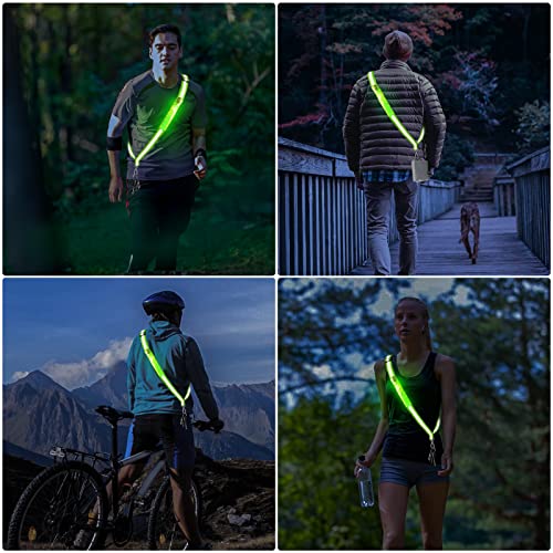 Todoxi LED Belt Reflective Sash for Walking at Night, High Visibility Adjustable Night Running Safety Gear Rechargeable LE...