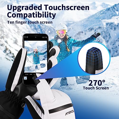 Waterproof Ski Gloves, Warm 3M Thinsulate Gloves, Touchscreen, for Men Women in Skiing, Snowboarding, Snowmobiling, Hiking