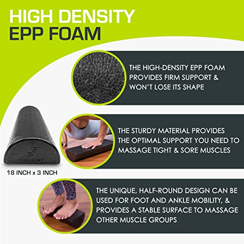 ProsourceFit High Density Foam Rollers - inches long. Firm Full Body Athletic Massager for Back Stretching, Yoga, Pilates,...