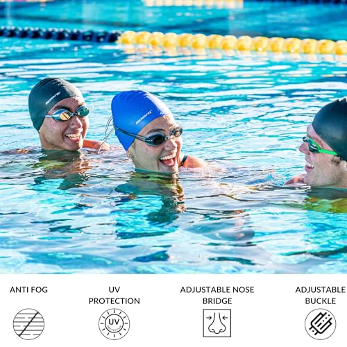 Sporti Unisex Adult Positive Optical Swimming Goggles, Antifog Swim Goggles for Men & Women, Shatter-resistant, Double Straps