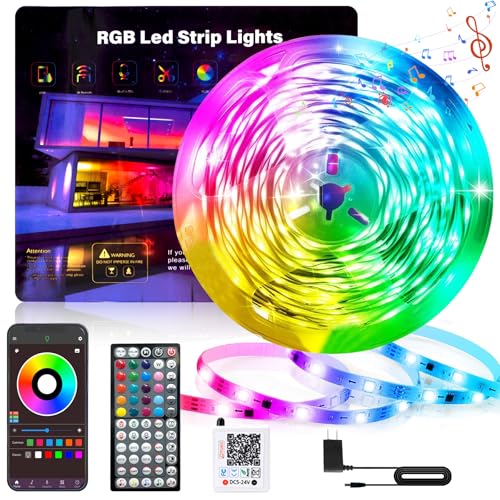 Ledagic Led Lights for Bedroom 50FT 450Leds Color Changing RGB Led Strip Lights Music Sync, Dimmable Led Light Strip with ...