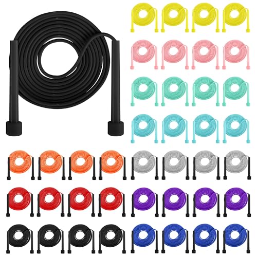 Aodaer PVC Skipping Rope Adjustable Jump Rope for Kids Multicolor Jump Rope Bulk with Plastic Handles Lightweight for Outd...